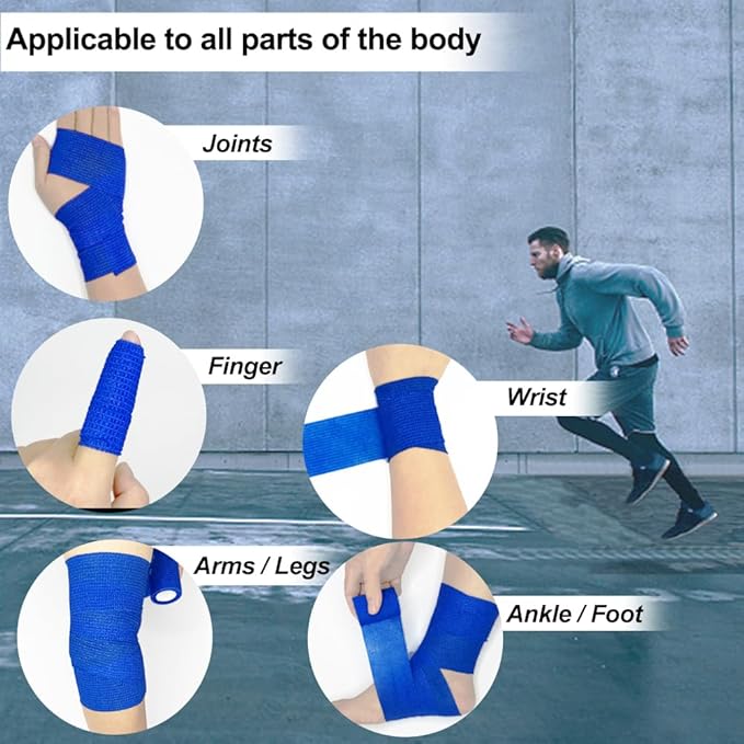 16 Pack Self Adhesive Bandage Wrap, 2" X 5 Yards Mixed Colors Elastic Cohesive Bandage Wrap for Sports, Wrist, Ankle and Vet Wrap, Grip Tape