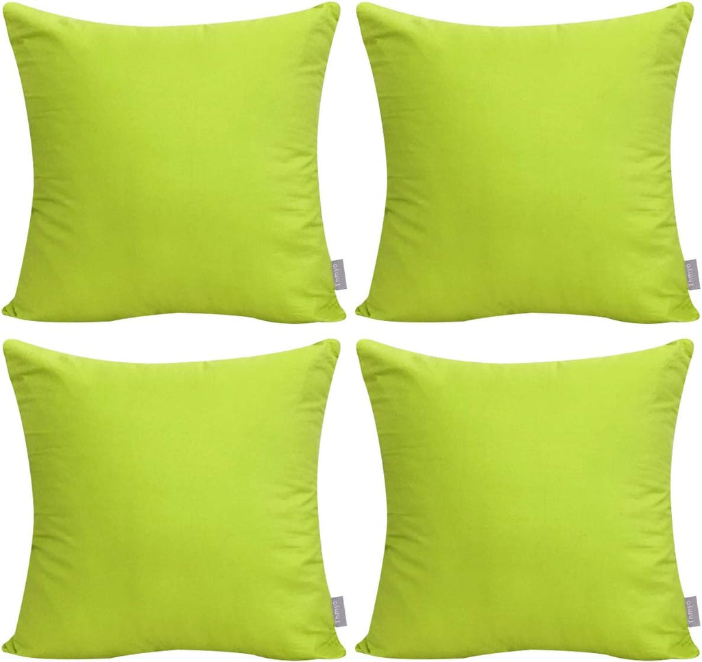 4-Pack 100% Cotton Comfortable Solid Decorative Throw Pillow Case,Thmyo Square Cushion Cover Pillowcase Sublimation Blank Pillow Covers DIY Throw Pillowcase for Couch(22x22 inch/ 55x55cm,Light Green)