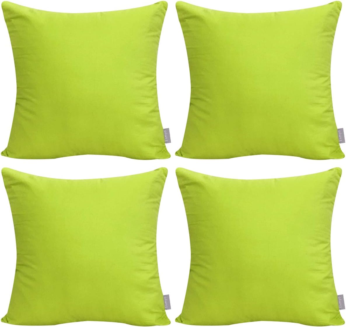 4-Pack 100% Cotton Comfortable Solid Decorative Throw Pillow Case,Thmyo Square Cushion Cover Pillowcase Sublimation Blank Pillow Covers DIY Throw Pillowcase for Couch(22x22 inch/ 55x55cm,Light Green)