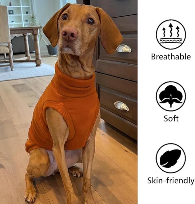 Sweatshirt for Vizsla/Weimaraner/Poodle/Dalmatian/German Dog, Reflective Sleeveless Warm Cotton Clothes for Big Dogs (Orange, Medium(Chest 23'', Back 20.5''))