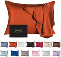 Mulberry Silk Pillowcase for Hair and Skin,King Size Cooling Silk Pillow Case with Hidden Zipper,Allergen Proof Dual Sides Soft Breathable Smooth Silk Pillow Cover for Women(King,Orange)