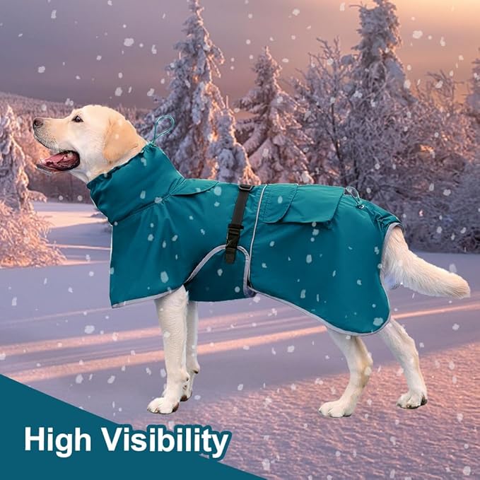 Reflective Dog Raincoat Waterproof Adjustable Dog Hooded Poncho Raincoat for Medium Large Dogs, Lightweight Pet Rain Jacket (Blue, 3XL)