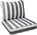 AAAAAcessories Outdoor Deep Seat Cushions, Waterproof, Fade-Resistant Patio Furniture Replacement Cushions, 25.5" x 25.5" x 5" + 25.5" x 19", Gray Cabana Stripe
