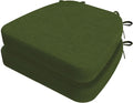 AAAAAcessories D-Shaped Chair Cushions, 2" Thick Dining Chair Pads with Ties and Removable, Machine-Washable Cover, 17" x 16", Set of 2, Dark Olive Green