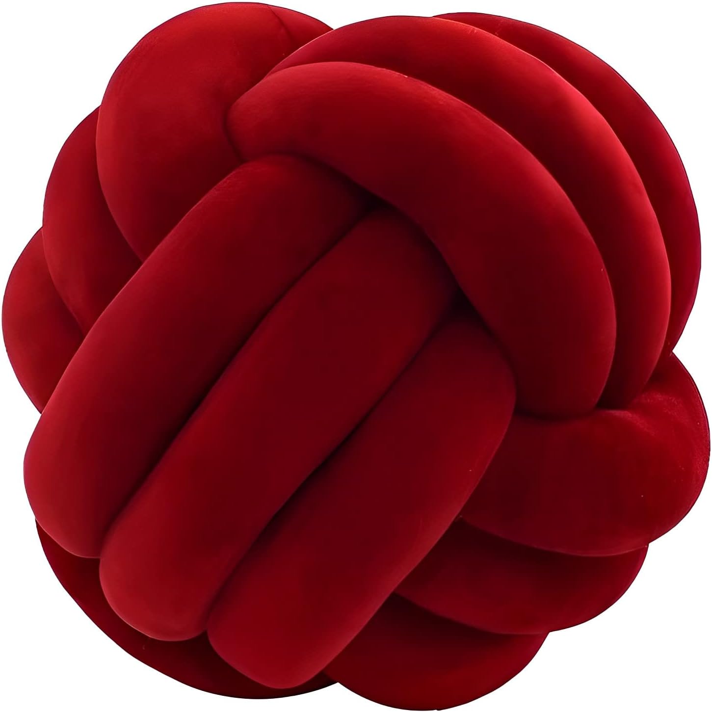 Knot Ball Pillows, Round Throw Pillow Cushion Home Decoration Soft Plush Pillow, Throw Knotted Ball Pillow Handmade Children Room Decoration Round Plush Toy Pillow (Dark Red,8.5"/22cm)