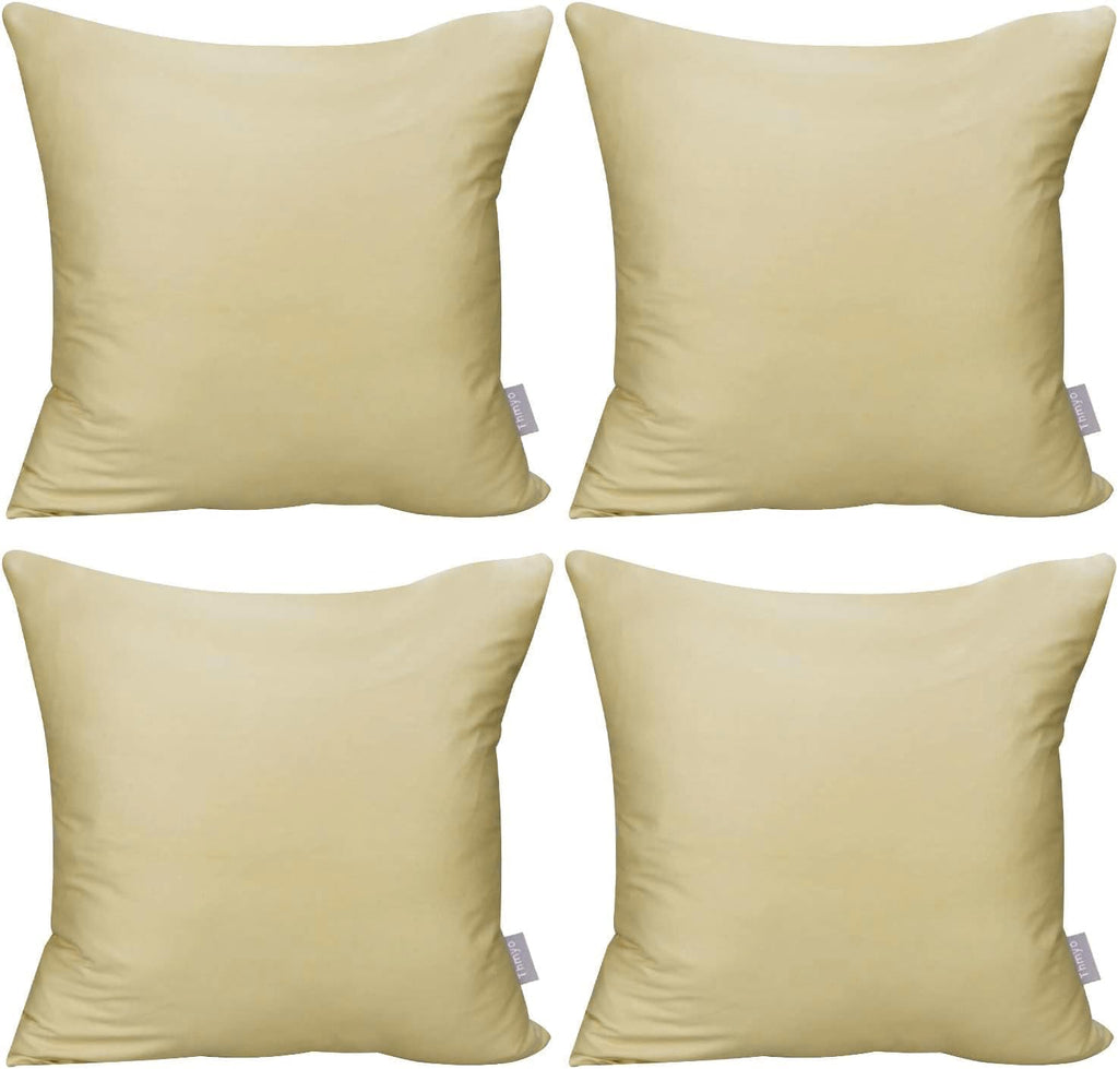 4-Pack 100% Cotton Comfortable Solid Decorative Throw Pillow Case,Thmyo Square Cushion Cover Pillowcase Sublimation Blank Pillow Covers DIY Throw Pillowcase for Couch Sofa(16x16 inch/ 40x40cm,Khaki)