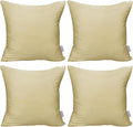 4-Pack 100% Cotton Comfortable Solid Decorative Throw Pillow Case,Thmyo Square Cushion Cover Pillowcase Sublimation Blank Pillow Covers DIY Throw Pillowcase for Couch Sofa(16x16 inch/ 40x40cm,Khaki)