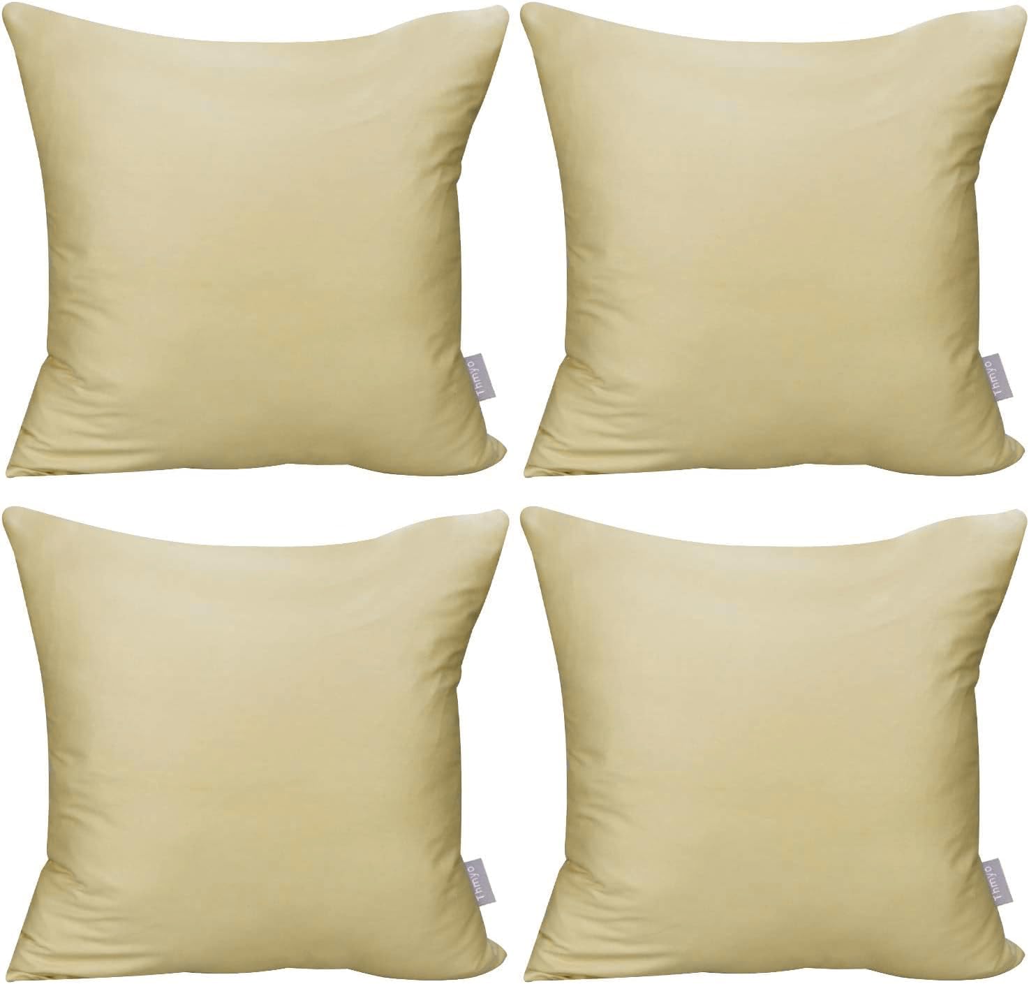 4-Pack 100% Cotton Comfortable Solid Decorative Throw Pillow Case,Thmyo Square Cushion Cover Pillowcase Sublimation Blank Pillow Covers DIY Throw Pillowcase for Sofa Bedroom(20x20 inch/ 50x50cm,Khaki)