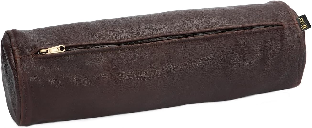 D DOLLY LAMB Goat Leather Cylindrical Cushion Covers - Round Cervical Roll Cylinder Bolster Pillow Cover | Designed for Head, Neck, Back, and Legs, 5x20 Inches - Brown Pack of 1
