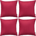 Thmyo 4-Pack 100% Cotton Comfortable Solid Decorative Throw Pillow Case, Square Cushion Cover Pillowcase Sublimation Blank Pillow Covers DIY Throw Pillowcase for Sofa(20x20 inch/ 50x50cm,Dark red)