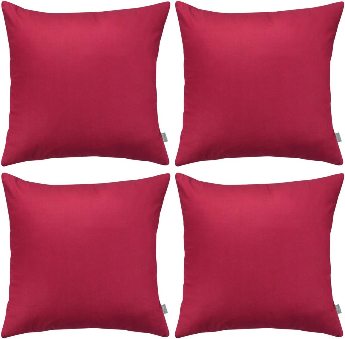 Thmyo 4-Pack 100% Cotton Comfortable Solid Decorative Throw Pillow Case, Square Cushion Cover Pillowcase Sublimation Blank Pillow Covers DIY Throw Pillowcase for Sofa(20x20 inch/ 50x50cm,Dark red)