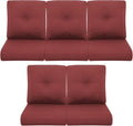 Patio Chair Cushions 5 Packs - Outside 22x24 High Back Water-Resistant Cushion with Zipper Cover for Outdoor Glider Rocking Chairs Loveseat 3-seat Couch Sofa – Red/Buckle