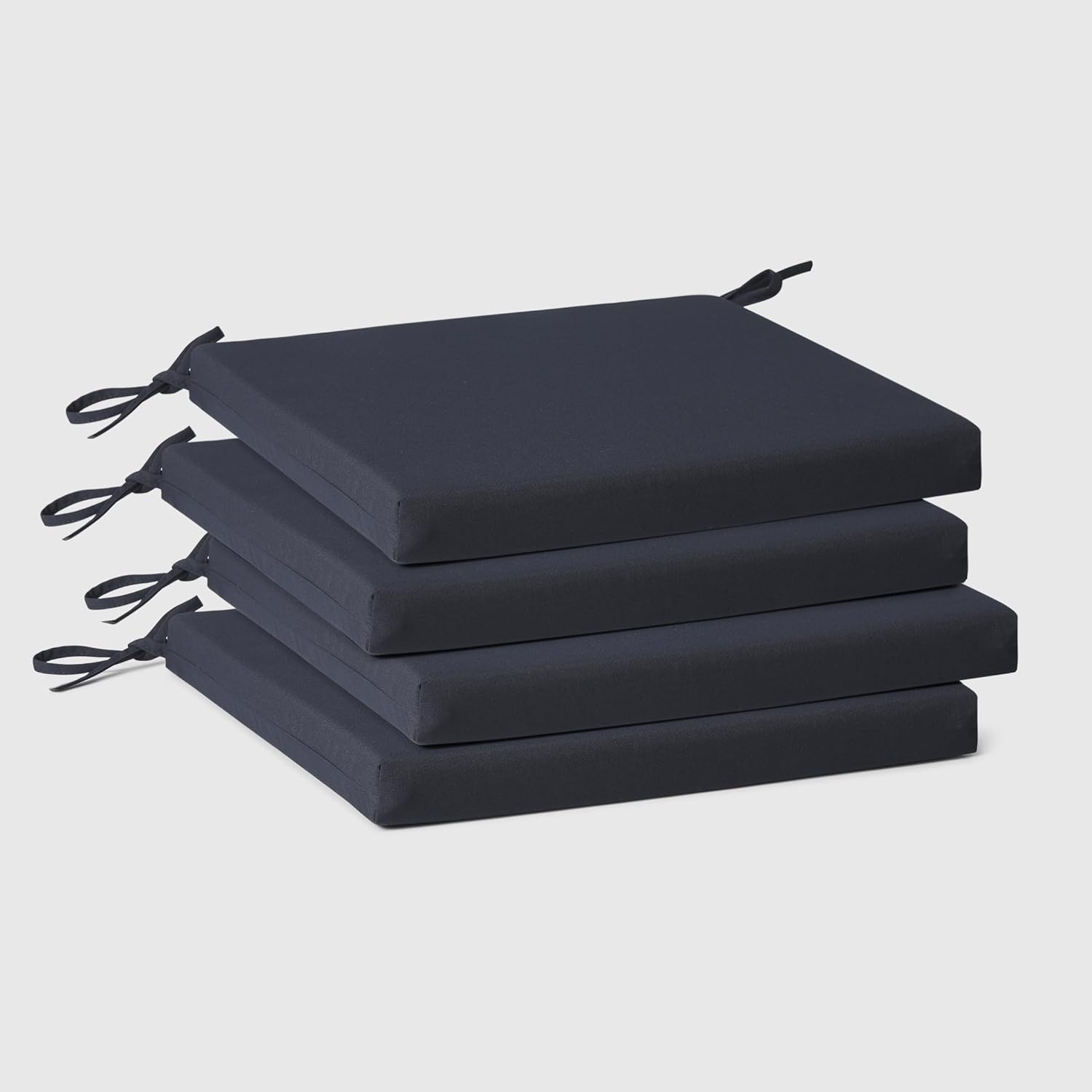 WestinTrends Solace Outdoor Patio Kitchen Dining Chair Square Seat Cushions Set of 4, 19 x 17, Navy Blue