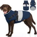 SUNFURA Dog Coat for Large Dogs, Warm Pet Jacket Winter with Harness Built in, Waterproof Pet Snow Jacket with Furry Collar, Reflective Fleece Snowsuit for Extra Large Dogs, Navy Blue XL