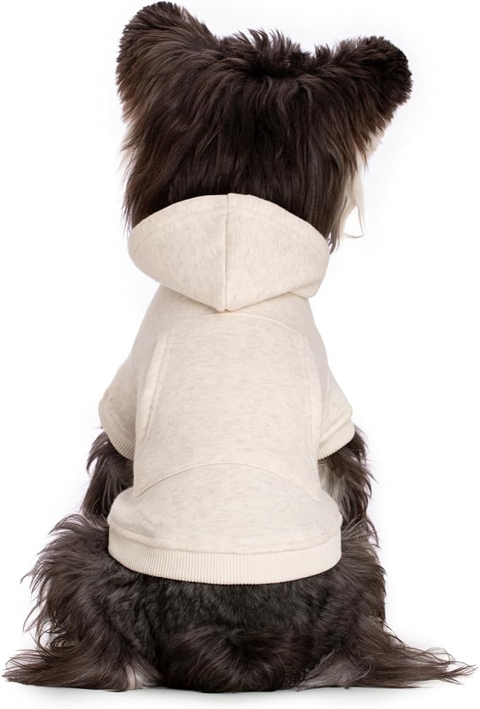 Koneseve Dog Hoodie Fleece, Cat Sweater Warm with Pocket - Soft Clothes for Daily Wear, Basic Hooded Sweatshirts, Winter Coat Clothing, Comfort Tee Shirt Fit for All Breeds Pet - Beige - 3XL