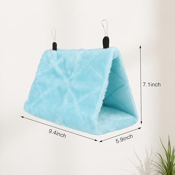 Wontee Bird Nest House Warm Bird Bed Hanging Hammock Snuggle Hut for Budgies Parakeets Caique Senegal Quaker Parrots Cockatiels Conures (Blue)