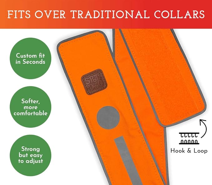 SPOT THE DOG! Reflective Dog Collar - Adjustable Pet Collars, Safe, Durable, Comfortable Dog Walking Accessories for Large Dog, Hunting Dog, Puppy, Lightweight Boy, Girl Dog Collars (Blaze Orange, XL)