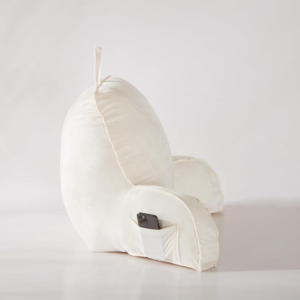 Reading Pillow for Sitting in Bed Adult,Back for Bed Sitting Up, Pillow,Backrest Back Support Chair Pillow, College Dorm Essentials for Girls and Boys, Velvet Beige L