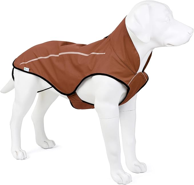 Mile High Life Dog Raincoat, Adjustable Waterproof Reflective Rain Jacket for Small Medium Large Dogs, Lightweight Breathable Pet Rain Coat with Leash Hole(Brown,XXS Chest 16-19")