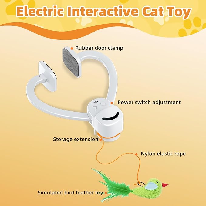 Interactive Cat Toys for Indoor Cats Automatic Electric Flying Bird Feather Mouse Toy - Best Kitten & Adult Cat Enrichment Mouse cat Toy Hanging Electric Kitty Toys for Bored Cats