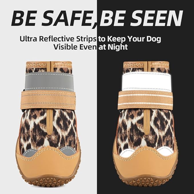Dog Shoes for Large Dogs, Medium Dog Boots & Paw Protectors for Hardwood Floors, Outdoor Dog Booties for Hot Pavement Winter Snow Hiking, Waterproof Dog Shoes with Reflective Strips Size 7