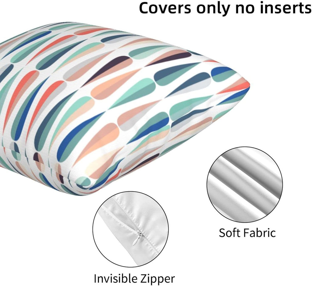 bassyil Mid Century Retro Drop Throw Pillow Covers Decorative Linen Pillow Cases Set of 2 Square Cushion Cover for Couch Sofa Bedroom Patio 18x18 Inch