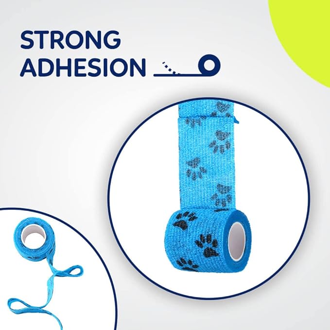 WePet Pet Wrap, Self-Adhesive Non-Woven Bandage, Emergency Cohesive Gauze, for Dogs, Cats, Horse, Birds, Wounds, Wrist Healing, Ankle Sprain, 2 Inch, 12 Rolls