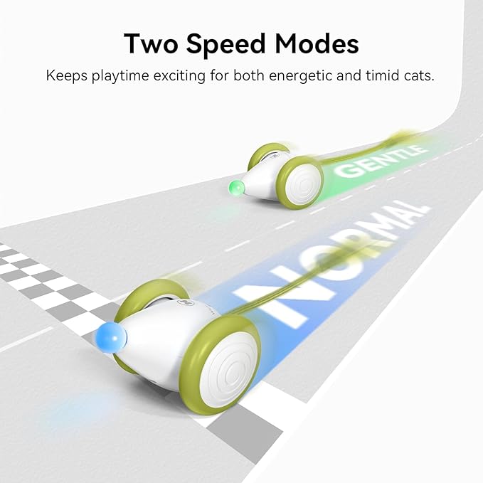 Cheerble Interactive Cat Toys for Indoor Cats, Automatic Moving Kitten Toys, Wicked Mouse Neo Cat Toy with Tail & Lights, Pet Cat Supplies, Rechargeable Cat Toys for Bored Indoor Adult Cats,Green