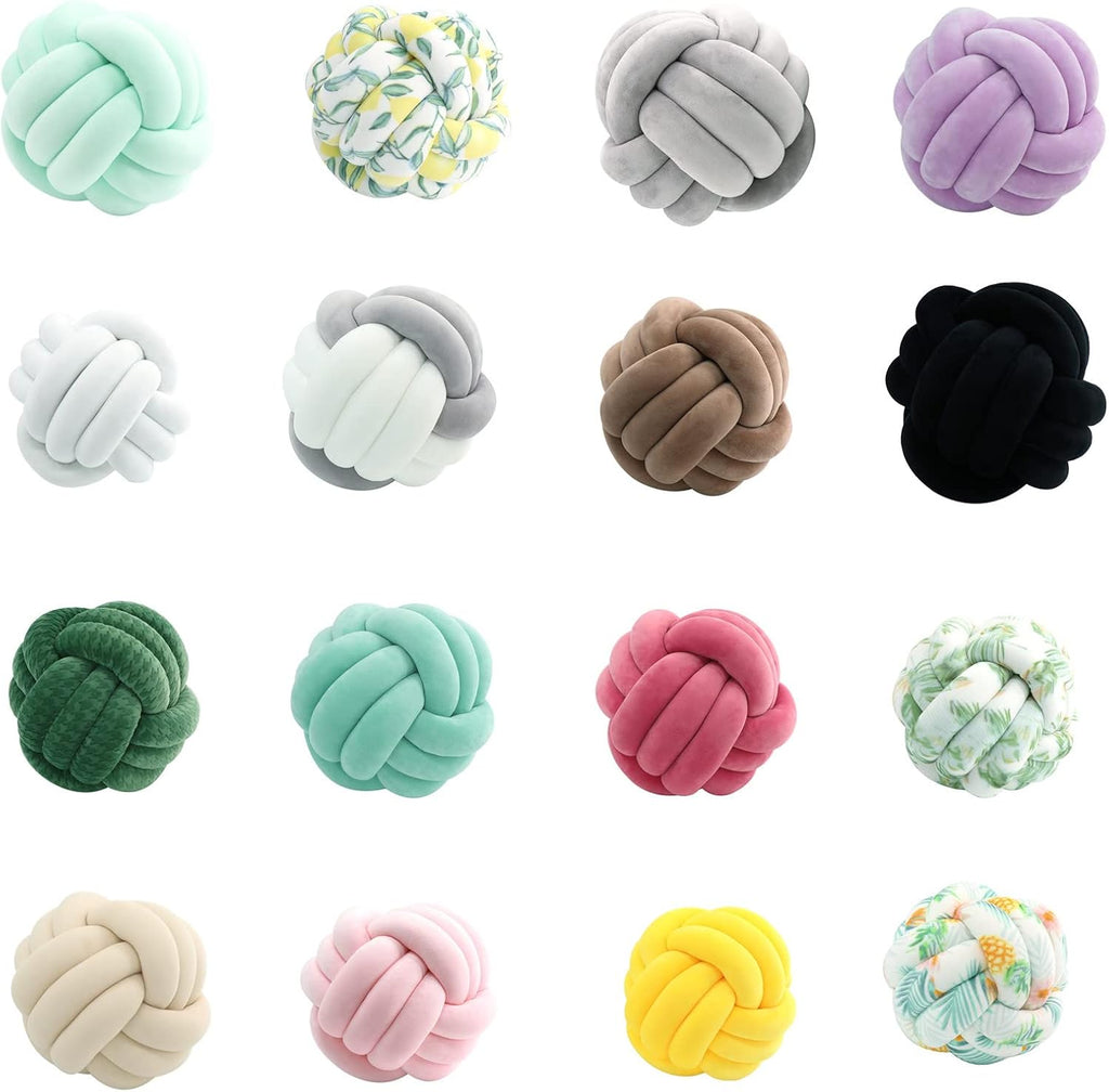Round Throw Pillow, Soft Handmade Knot Ball Pillows, Home Decoration Pillow, Knotted Plush Toys Throw Pillow (10.6 inches, Sky Blue)