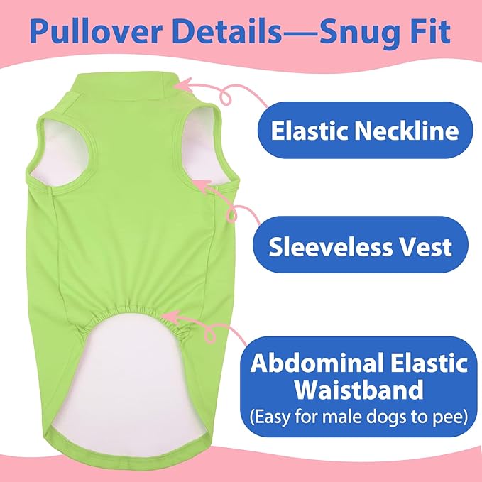 Dog Fleece Vest - Green, S - Soft Warm Sweatshirt, Lightweight | Stretchable Sweaters for Small Dogs, Pullover Sleeveless Design, Chihuahua T-Shirt,Indoor Comfort