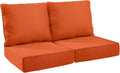 Rilyson Patio Cushions for Outdoor Furniture - 24×24 Inches High Back and Deep Seating Outdoor Cushion for Patio Chairs Sofa Couch Loveseat Water Resistant(Orange/2 Set/No Button)