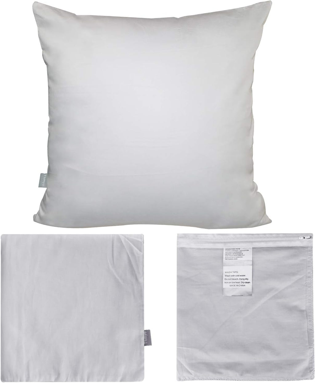 Thmyo 4-Pack 100% Cotton Comfortable Solid Decorative Throw Pillow Case, Square Cushion Cover Pillowcase Sublimation Blank Pillow Covers DIY Throw Pillowcase(16x16 inch/ 40x40cm,Light Silver Grey)