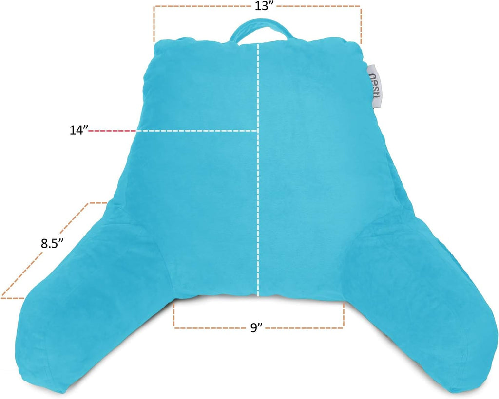 Nestl Reading Pillow for Kids & Teens with Shredded Memory Foam, Backrest Pillows for Reading, Watching, and Gaming, Use on the Couch, Bed, or Floor, Adjustable Support with Washable Cover Bright Blue