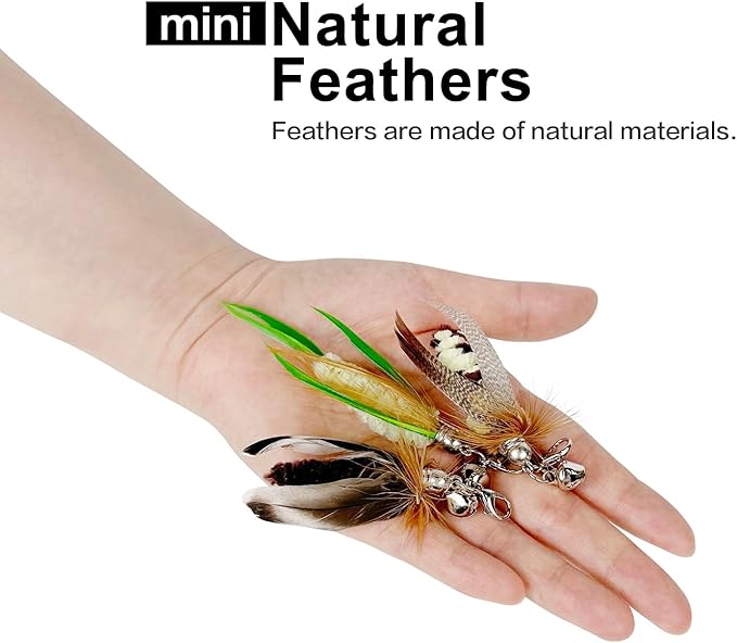 TTcat Cat Feather Toys, 3 Pcs Mini Insects Refills, Cat Toys Replacement Feathers for Cat Kitten Wand