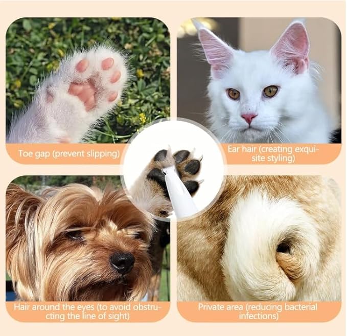 Pet Micro Precision Paw Trimmer, Upgrade Multifunctional Pet Hair Clippers Waterproof Rechargeable Pet Shaver with LED Light, Pet Paw Trimmer for Paws Eyes Ears Face Rump (1 Set)