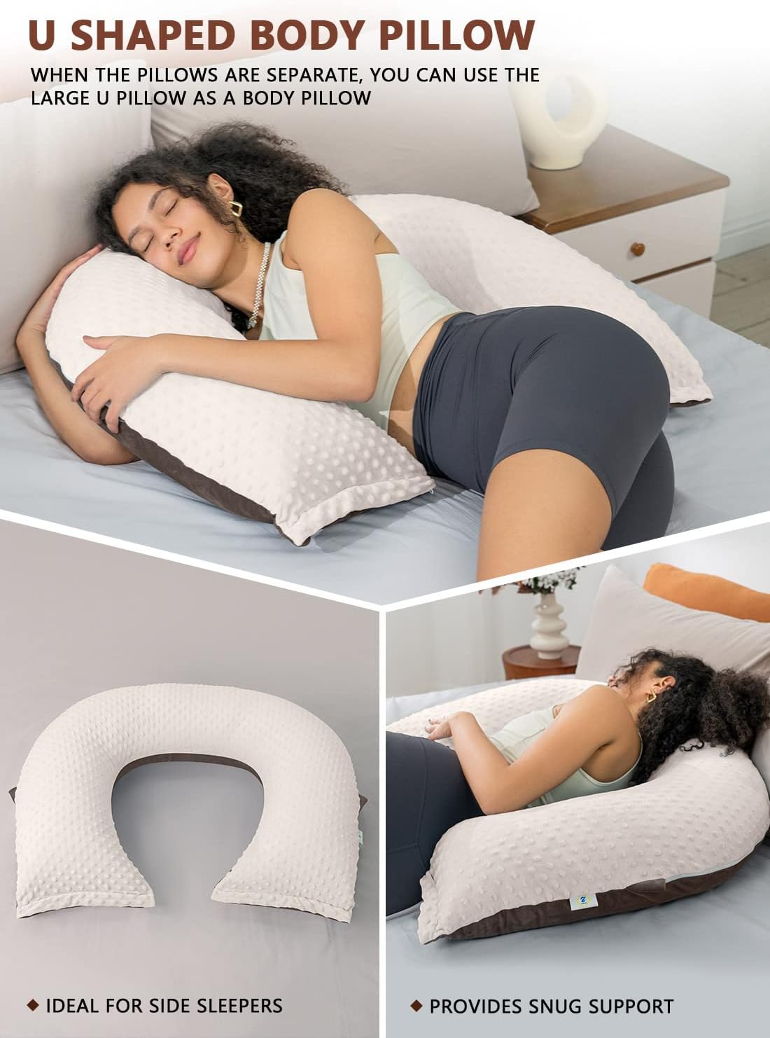 INSEN Reading Pillow, Back Pillow for Sitting in Bed and Couch, Gaming Pillow for Adults, Sit Up Support for Bed, Brown Bubble Velvet