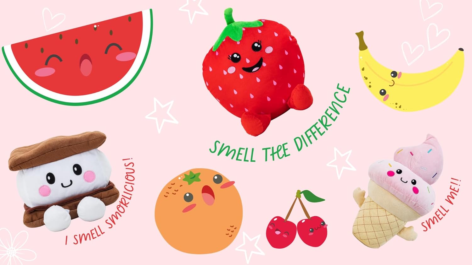 Unicorns & Robots Kids Cozy Fun Scented Plush Pillows, Strawberry