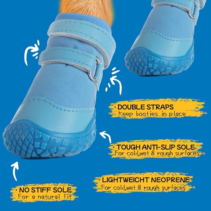 Dog Shoes for Small Dogs, Breathable Dog Boots Paw Protector for Hot Pavement Winter Snow, Dog Booties with Rugged Anti-Slip Sole for Hardwood Floors Outdoor Walking Light Blue Size 3