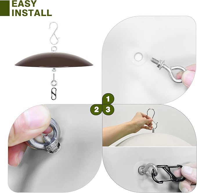 13" Bird Feeder Dome, Hummingbird Feeder Rain Guard, Bird Feeder Cover,Baffle for Bird Feeder Pole, (Brown),2 Pack