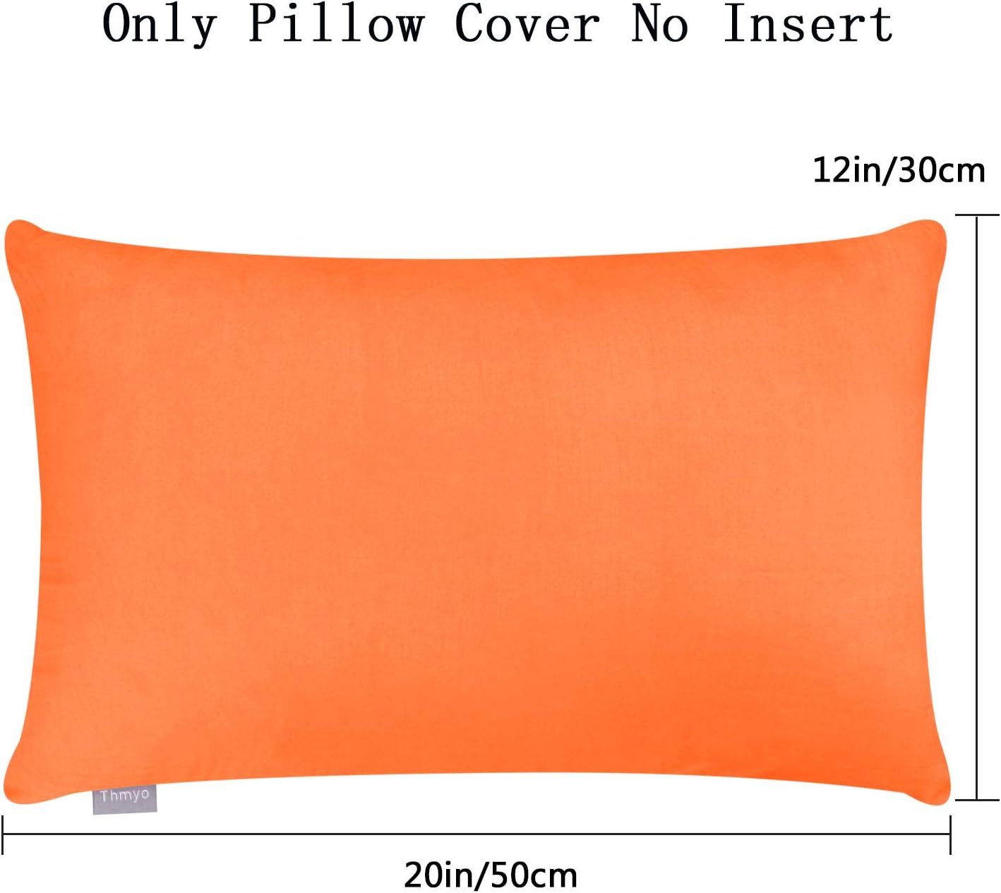 Thmyo 4-Pack 100% Cotton Lumbar Comfortable Solid Decorative Throw Pillow Case Rectangle Cushion Cover Sublimation Blank Pillow Covers Halloween DIY Throw Pillowcase(12x20inch/30x50cm,Orange)
