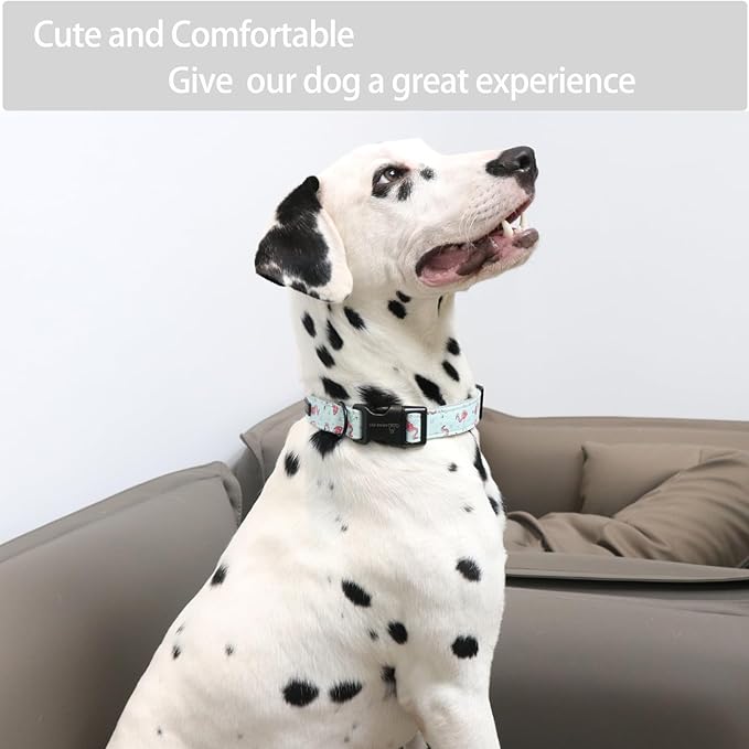 ARING PET Flamingo Dog Collar-Cute Summer Small Dog Collars, Adjustable Lightweight Cotton Pet Collars for Small Medium Large Boy and Girl Dogs, Medium