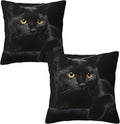 Black Cat Throw Pillow Covers Decorative Linen Pillow Cases Set of 2 Square Cushion Cover for Couch Sofa Bedroom Patio 18x18 Inch