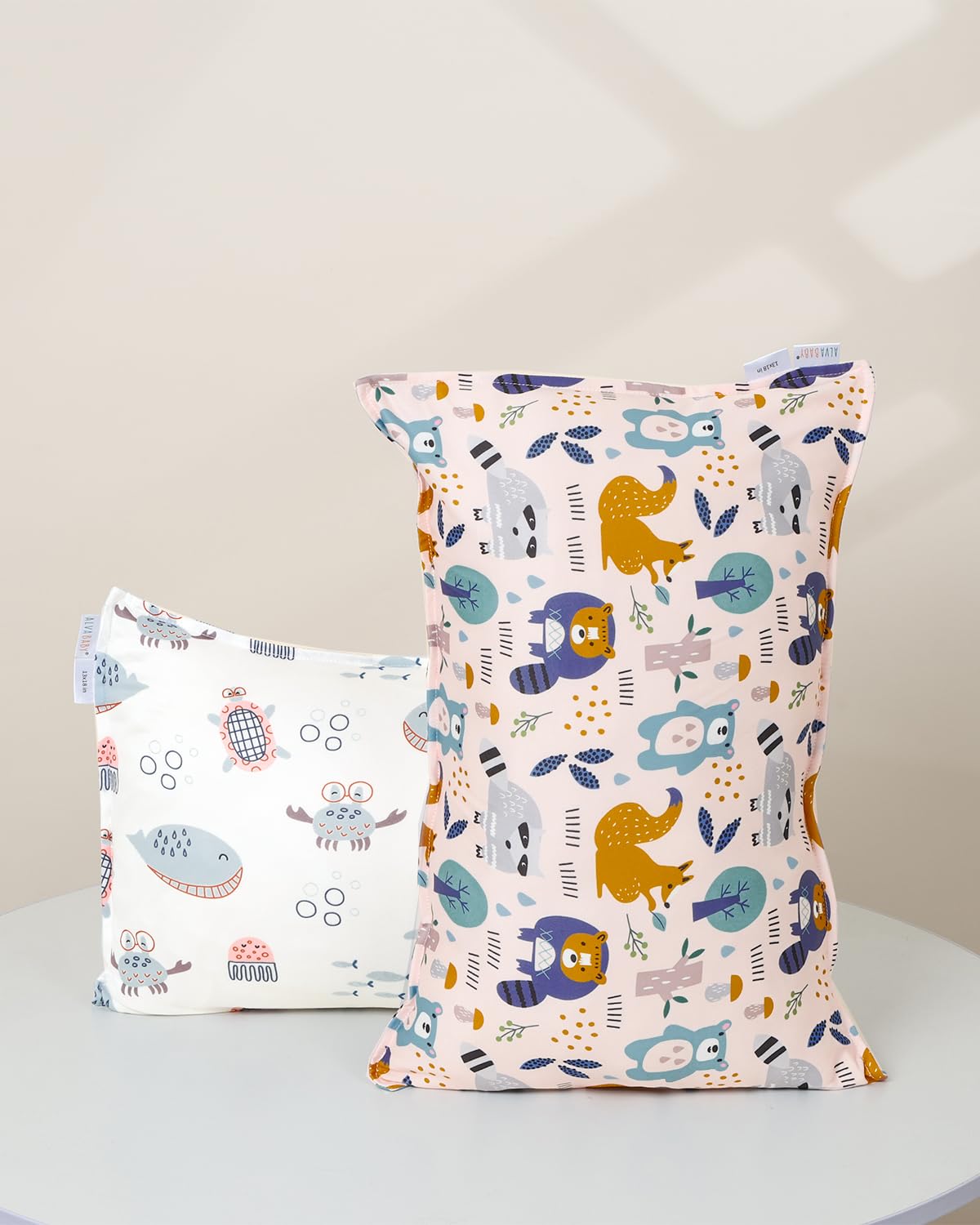 ALVABABY Toddler Pillowcases Stretchy Soft Kids Pillow Cover 2 Pack Fit 13"x 18" or 12"x16" Envelope for Girl Boy Sleepy Travel 2TPE25A