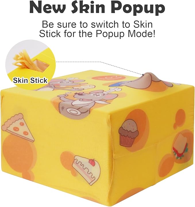 Migipaws Automatic MigiBox Plus Cat Toys 3 n1 Interactive Pounce Mystery Under PopSkin 12 Holes Cardboard Kitten Toys for Indoor Rechargable 8 Accessories(Yellow)