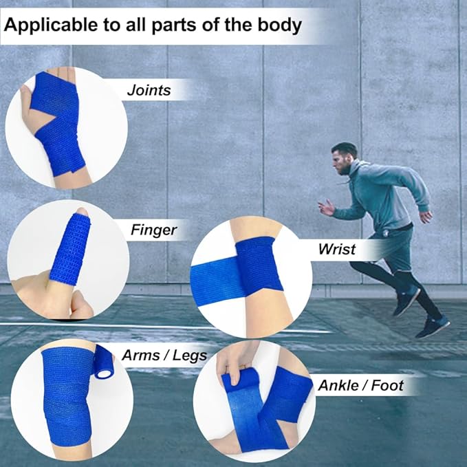 12 Pack Self Adhesive Bandage Wrap,3" X 5 Yards Elastic Cohesive Bandage for Sports,Wrist,Ankle,Vet Wrap,Grip Tape