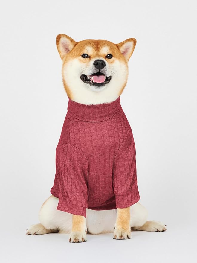 Dog Turtleneck Knitted Shirt Stretchy Pullover Sweater Winter Warm Puppy Clothes for Small Medium Dogs