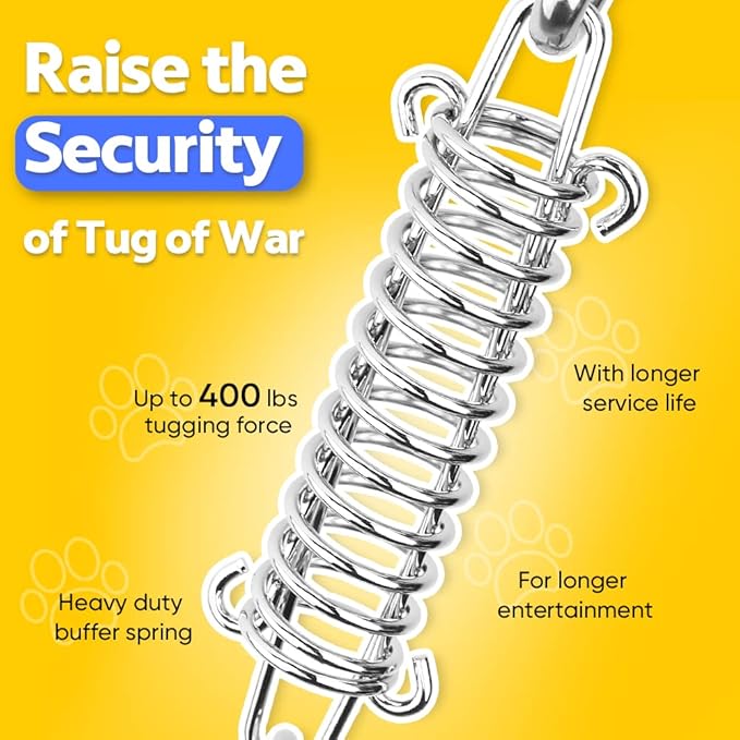 Petbobi Bungee Dog Toy, Outdoor Dog Tug Toy for Pitbull Interactive Exercise, Spring Pole Tug-of-War Toy with Durable Rope, Hanging Toy for Large Dogs to Reduce Boredom, Blue