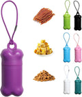 Portable Dog Training Treat Pouch Airtight, Functional Treat Holder Small Dog Treat Bag for Training and Walks, Bone-Shaped Treat Container(Purple)
