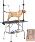Dog Pet Grooming Table for Large Dogs Adjustable Height Heavy Duty Professional Portable Trimming Table with Arm/Noose/Mesh Tray, Maximum Capacity Up to 330 LBS, 42''/Black
