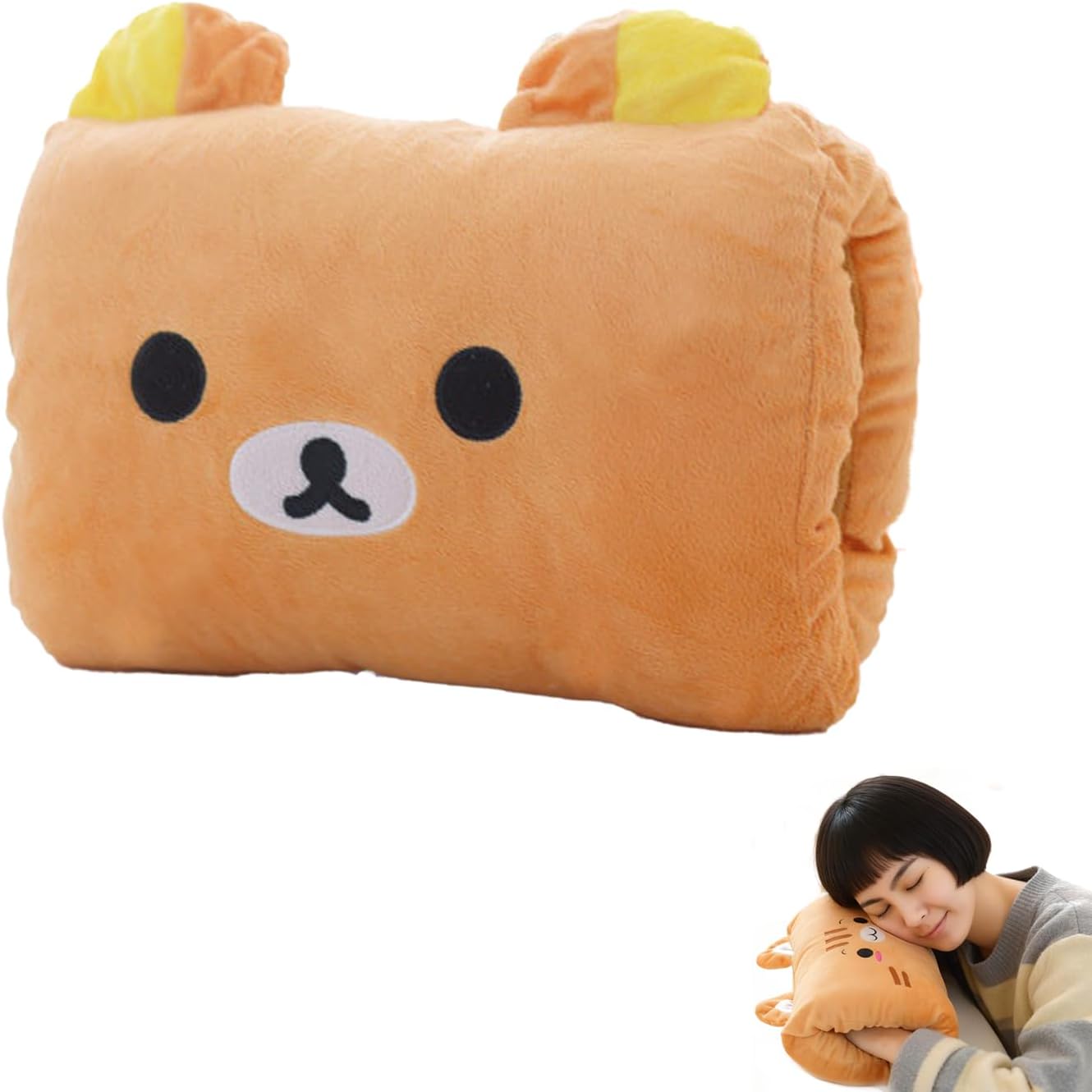 Kids Cartoon Hand Warmer Pillow, Plush Animal Doll with Arm Warmers for Children, Soft Hugging Cushion for Nap and Winter Days, Cozy Throw Pillow
